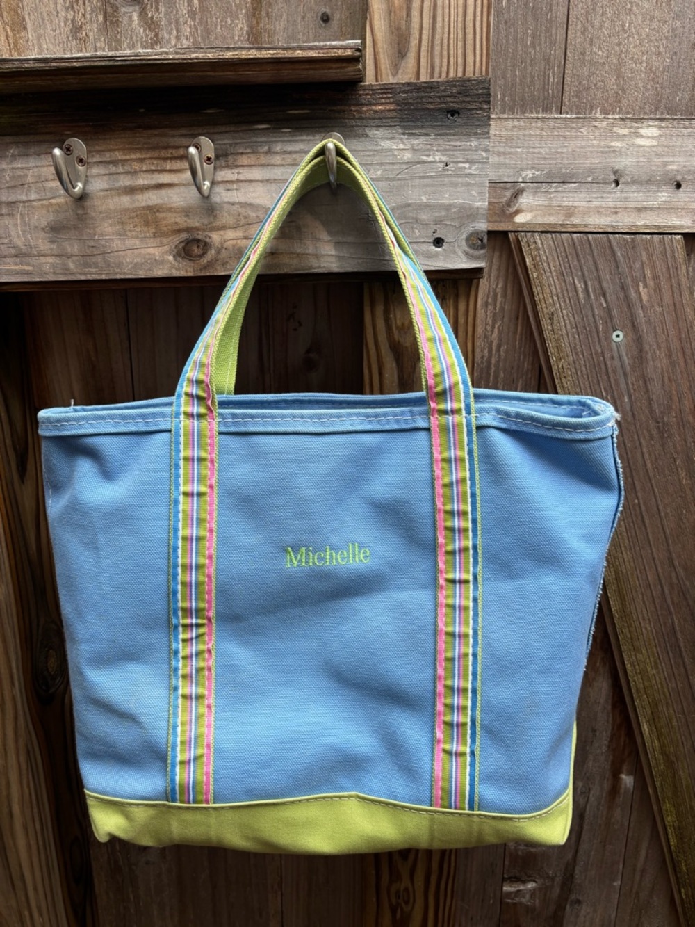 LL BEAN BOAT AND TOTE Light Blue Canvas Tote Vintage- MADE IN 🇺🇸